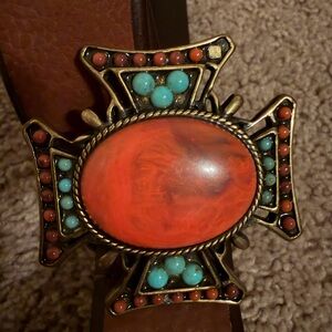Vintage Style Belt with Ornate Buckle western